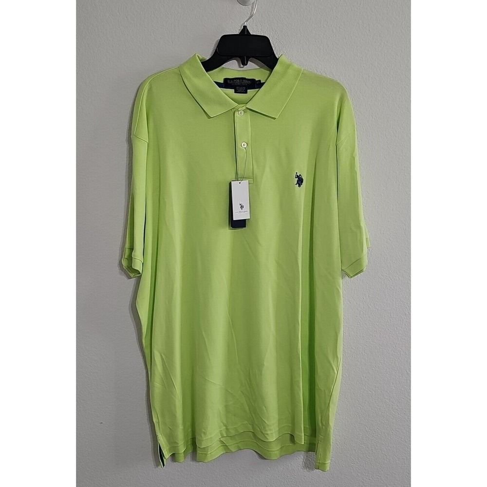 U.S. Polo ASSN Polo Shirt Men's XL Green Golfing 2 Button Luxury Feel